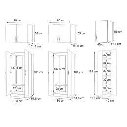 Ντουλάπα Ρούχων Vivian Megapap Πεντάφυλλη με Πατάρι Χρώμα Καρυδί 200x51,8x240εκ.