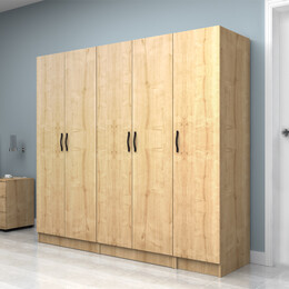 Ντουλάπα Ρούχων Vivian Megapap Πεντάφυλλη Χρώμα Φυσικό Οξιάς 200x51,8x181εκ.