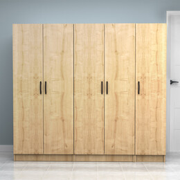 Ντουλάπα Ρούχων Vivian Megapap Πεντάφυλλη Χρώμα Φυσικό Οξιάς 200x51,8x181εκ.