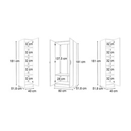 Ντουλάπα Ρούχων Vivian Megapap Τετράφυλλη Χρώμα Λευκό 160x51,8x181εκ.