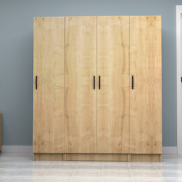 Ντουλάπα Ρούχων Vivian Megapap Τετράφυλλη Χρώμα Φυσικό Οξιάς 160x51,8x181εκ.