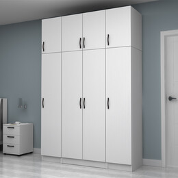 Ντουλάπα Ρούχων Vivian Megapap Τετράφυλλη με Πατάρι Χρώμα Λευκό 160x51,8x240εκ.