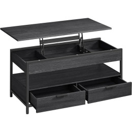 Vasagle Lift top Coffee Table With Storage Drawers and Hidden Compartments Charcoal Grey (Lct209b22) (Vaslct209b22)