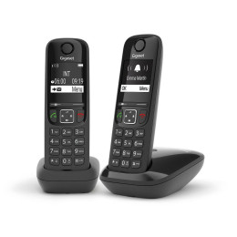 Gigaset Wireless Phone As690 duo Black (L36852-H2816-D201) (Ggsas690duo-bk)