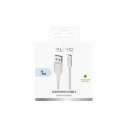 Puro Cable in TPE "Plain" USB Type-C to USB-A 2.0, 3A, 480MBps, 1m , white