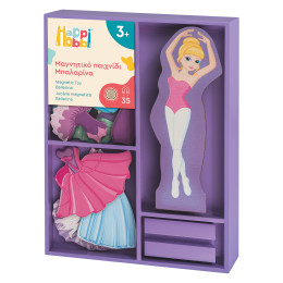 HappiHobbi Magnet Sweet Ballerina Dress-Up 35 Εκπαιδευτικοί Ξύλινοι Μαγνήτες Για 3+ Χρονών