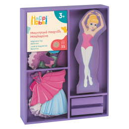 HappiHobbi Magnet Sweet Ballerina Dress-Up 35 Εκπαιδευτικοί Ξύλινοι Μαγνήτες Για 3+ Χρονών