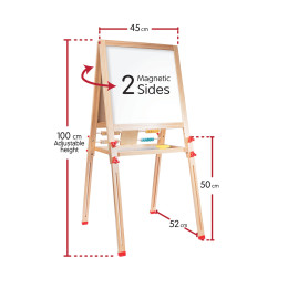 HappiHobbi Magnet Ξύλινος Μαγνητικός Επιδαπέδιος Πίνακας 2 Όψεων Για 3+ Χρονών