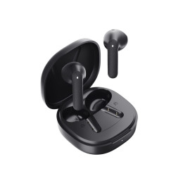 Qcy air Dark Grey Semi-ear tws Earbuds, Quad mic enc Multi-Point Connection, Leather Grain Case