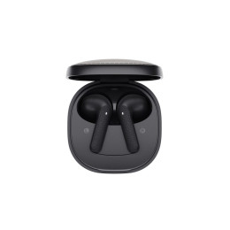 Qcy air Dark Grey Semi-ear tws Earbuds, Quad mic enc Multi-Point Connection, Leather Grain Case