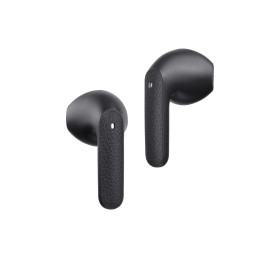 Qcy air Dark Grey Semi-ear tws Earbuds, Quad mic enc Multi-Point Connection, Leather Grain Case