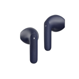 Qcy air Blue Semi-ear tws Earbuds, Quad mic enc Multi-Point Connection, Leather Grain Case