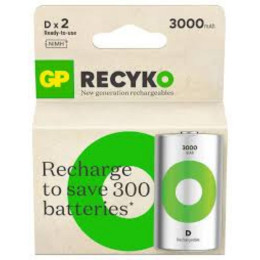 Gp Recyko 3000mah Rechargeable Batteries D/r20 ni-mh  (Gpb20981)