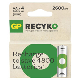 Gp Recyko 2600mah Rechargeable Batteries aa / r6 ni-mh  (Gpb20440)