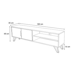 Έπιπλο Τηλεόρασης Foot Megapap Χρώμα Καρυδί 160x35x49εκ.