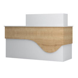 Γραφείο Υποδοχής - Reception Dustin Megapap Χρώμα Λευκό - Φυσικό Οξιάς 160x60x101,8εκ.