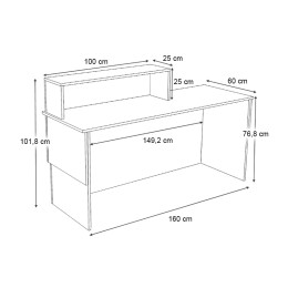 Γραφείο Υποδοχής - Reception Dustin Megapap Χρώμα Λευκό - Φυσικό Οξιάς 160x60x101,8εκ.