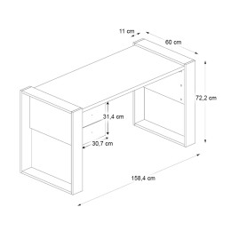 Γραφείο Εργασίας Fernando Megapap Χρώμα Ανθρακί - Sapphire oak 158,4x60x72,2εκ.