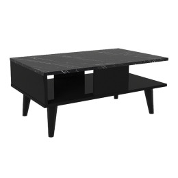 Τραπεζάκι Σαλονιού Andros Megapap Χρώμα Μαύρο - Μαύρο εφέ Μαρμάρου 90x54x39,6εκ.