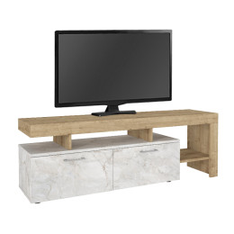 Έπιπλο Τηλεόρασης Acnes Megapap Χρώμα Λευκό εφέ Μαρμάρου - Sapphire oak 160x40x53εκ.