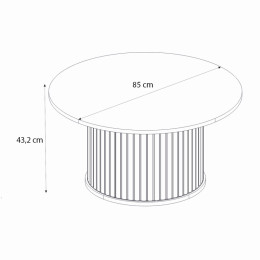 Τραπεζάκι Σαλονιού Bohema Megapap Χρώμα Μαύρο - Sepet oak Ø85x43,2εκ.