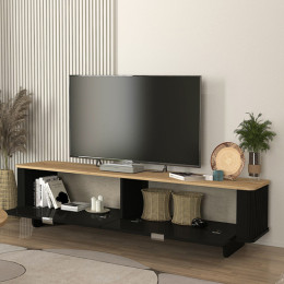 Έπιπλο Τηλεόρασης Bohema Megapap Χρώμα Μαύρο - Sepet oak 180x47x45,6εκ.