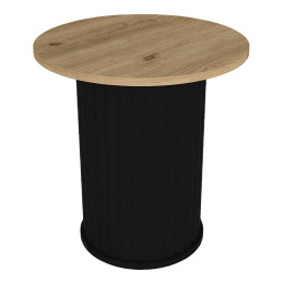 Τραπεζάκι Βοηθητικό Bohema Megapap Χρώμα Μαύρο - Sepet oak Ø50x53,2εκ.