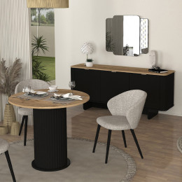 Τραπέζι Bohema Megapap Χρώμα Μαύρο - Sepet oak Ø90x77,7εκ.