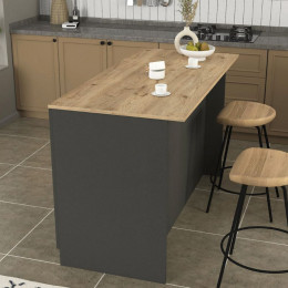 Τραπέζι - Πάγκος Κουζίνας Peres Megapap Χρώμα Ανθρακί - Sepet oak 150x70x91,8εκ.