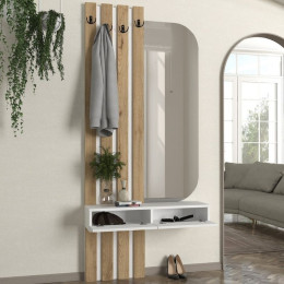 Έπιπλο Εισόδου Reyas Megapap Χρώμα Λέυκό - Sepet oak 90x27x205,6εκ.