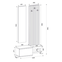 Έπιπλο Εισόδου Dumont Megapap Χρώμα Ανθρακί - Sepet oak 104,8x35x198εκ.