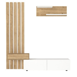 Σύνθεση Τηλεόρασης Rosaline Megapap Χρώμα Λευκό - Sepet oak 183x31,3x196,9εκ.