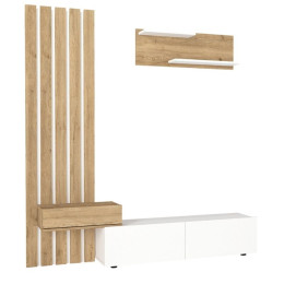 Σύνθεση Τηλεόρασης Rosaline Megapap Χρώμα Λευκό - Sepet oak 183x31,3x196,9εκ.