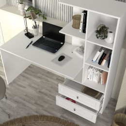 Γραφείο Εργασίας Mantra Megapap Χρώμα Λευκό 150x60x152εκ.