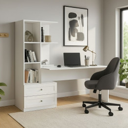 Γραφείο Εργασίας Mantra Megapap Χρώμα Λευκό 150x60x152εκ.