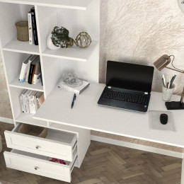 Γραφείο Εργασίας Mantra Megapap Χρώμα Λευκό 150x60x152εκ.