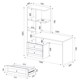 Γραφείο Εργασίας Mantra Megapap Χρώμα Ανθρακί 150x60x152εκ.