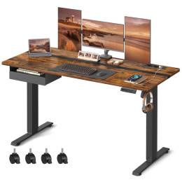 Songmics Μεταλλικό Ηλεκτρικά Ρυθμίζόμενο Γραφείο Snglsd116x01-1&2 160 x 70 x 72-120 cm Ξύλινου Φινιρίσματος Χρώματος Καφέ - (Lsd116x01) (Snglsd116x01)