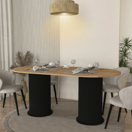 Τραπέζι Bohema Megapap Χρώμα Μαύρο - Sepet oak 180x90x77,7εκ.