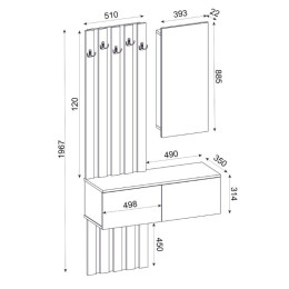 Έπιπλο Εισόδου Kanso Megapap Χρώμα Λευκό 100x35x196,7εκ.
