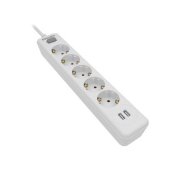 Philips Spn3052w.grs Πολύπριζο 5 Θέσεων με 2 usb Type-a 2.4 a