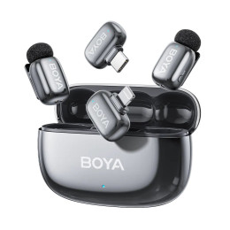 Boya Mini 2 Lightning & Type-c -Space Grey, 2,4ghz 2mic Wireless ai-anc mic w. Charging box