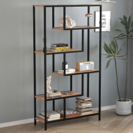 Βιβλιοθήκη Larissa Megapap Χρώμα Μαύρο - Pine oak 90x30x159εκ.