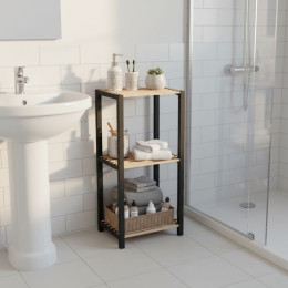 Ραφιέρα Δαπέδου - Κομοδίνο Ξύλινο - Πλαστικό Χρώμα Φυσικό - Μαύρο 37x29x79εκ.