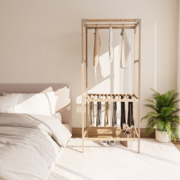 Ντουλάπα Ρούχων Ανοιχτή - Έπιπλο Εισόδου Ξύλινο - Πλαστικό Χρώμα Φυσικό - Μπεζ 75x46x156εκ.