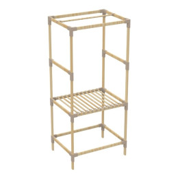 Ντουλάπα Ρούχων Ανοιχτή - Έπιπλο Εισόδου Ξύλινο - Πλαστικό Χρώμα Φυσικό - Μπεζ 75x46x156εκ.