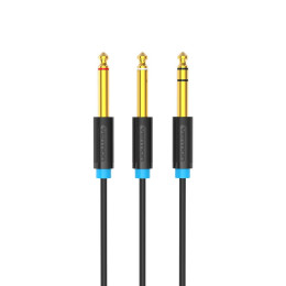 Vention trs 6.5mm Male to 2*6.5mm Male Audio Cable 1m Black (Batbf) (Venbatbf)