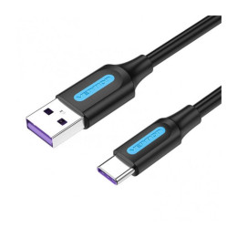 Vention usb 2.0 a Male to Type-c Male 5a Cable 1m Black pvc Type (Corbf) (Vencorbf)
