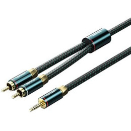 Vention Cotton Braided 3.5mm Male to 2rca Male Audio Cable 2m Green Copper Type (Bcsgh) (Venbcsgh)