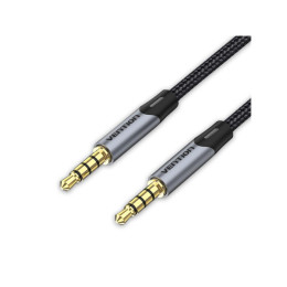 Vention Cotton Braided 3.5mm Male to Male Audio Cable 1m Gray Aluminum Alloy Type (Baqhf) (Venbaqhf)